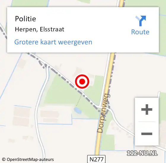 Locatie op kaart van de 112 melding: Politie Herpen, Elsstraat op 1 oktober 2024 12:06