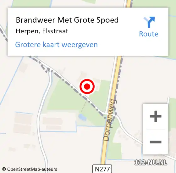 Locatie op kaart van de 112 melding: Brandweer Met Grote Spoed Naar Herpen, Elsstraat op 1 oktober 2024 12:06