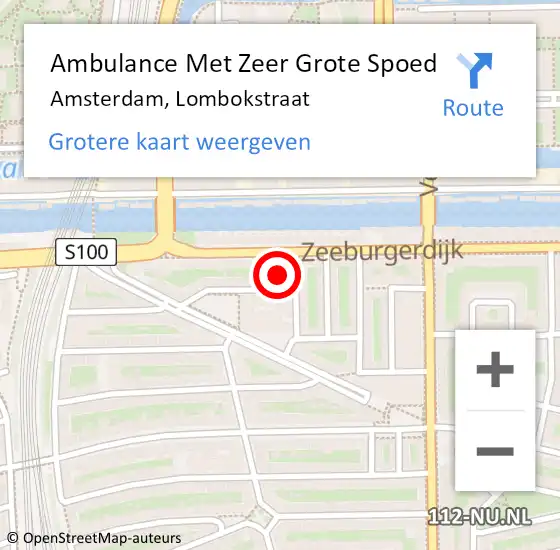 Locatie op kaart van de 112 melding: Ambulance Met Zeer Grote Spoed Naar Amsterdam, Lombokstraat op 1 oktober 2024 12:13