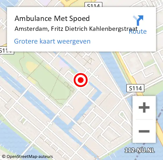 Locatie op kaart van de 112 melding: Ambulance Met Spoed Naar Amsterdam, Fritz Dietrich Kahlenbergstraat op 1 oktober 2024 12:14