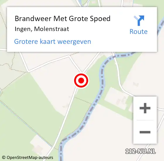 Locatie op kaart van de 112 melding: Brandweer Met Grote Spoed Naar Ingen, Molenstraat op 1 oktober 2024 12:25