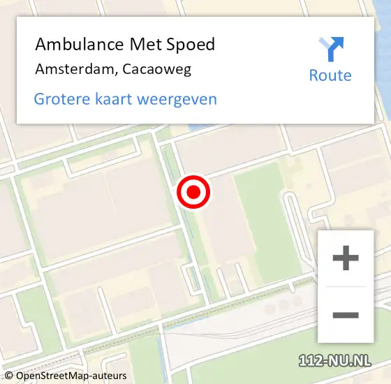 Locatie op kaart van de 112 melding: Ambulance Met Spoed Naar Amsterdam, Cacaoweg op 1 oktober 2024 12:26