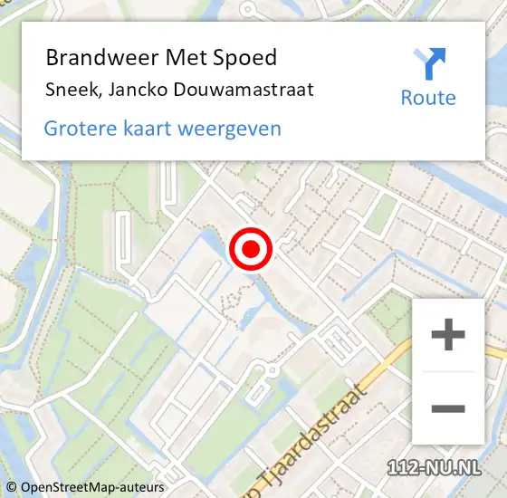 Locatie op kaart van de 112 melding: Brandweer Met Spoed Naar Sneek, Jancko Douwamastraat op 1 oktober 2024 12:55