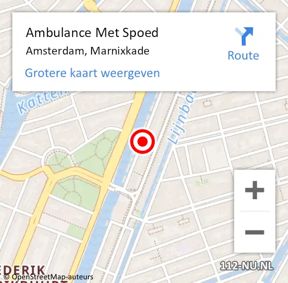 Locatie op kaart van de 112 melding: Ambulance Met Spoed Naar Amsterdam, Marnixkade op 1 oktober 2024 13:05