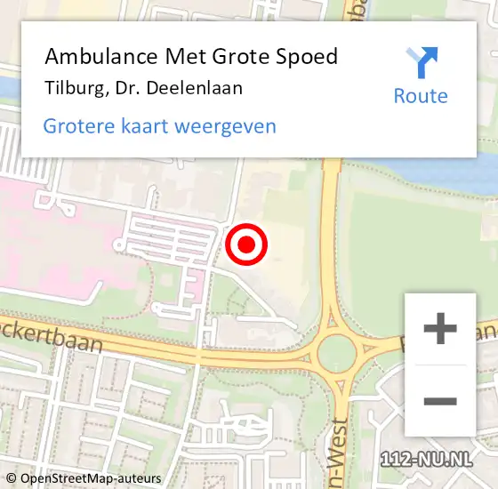 Locatie op kaart van de 112 melding: Ambulance Met Grote Spoed Naar Tilburg, Dr. Deelenlaan op 1 oktober 2024 13:09