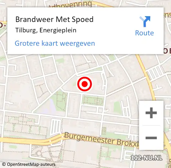 Locatie op kaart van de 112 melding: Brandweer Met Spoed Naar Tilburg, Energieplein op 1 oktober 2024 13:13