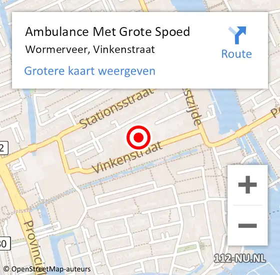 Locatie op kaart van de 112 melding: Ambulance Met Grote Spoed Naar Wormerveer, Vinkenstraat op 1 oktober 2024 13:16