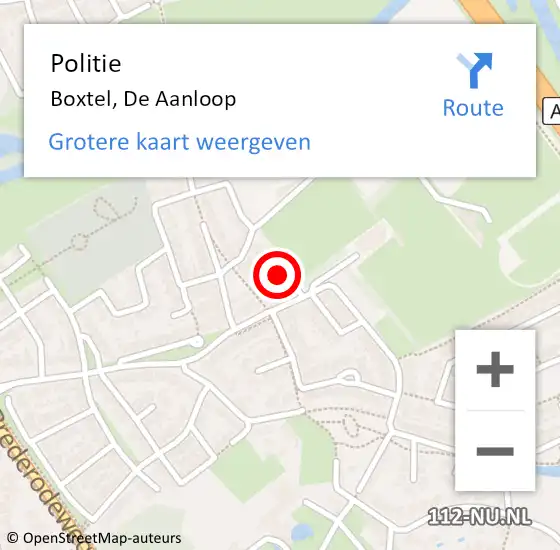 Locatie op kaart van de 112 melding: Politie Boxtel, De Aanloop op 1 oktober 2024 13:24