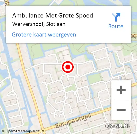 Locatie op kaart van de 112 melding: Ambulance Met Grote Spoed Naar Wervershoof, Slotlaan op 1 oktober 2024 13:24