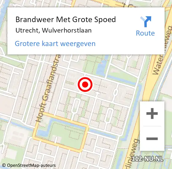 Locatie op kaart van de 112 melding: Brandweer Met Grote Spoed Naar Utrecht, Wulverhorstlaan op 1 oktober 2024 13:25