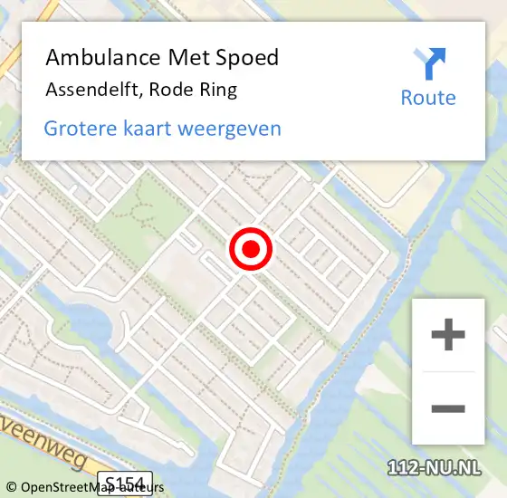 Locatie op kaart van de 112 melding: Ambulance Met Spoed Naar Assendelft, Rode Ring op 1 oktober 2024 13:34