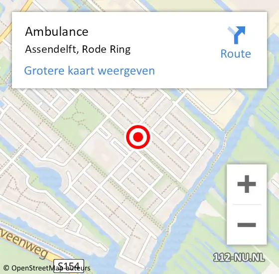 Locatie op kaart van de 112 melding: Ambulance Assendelft, Rode Ring op 1 oktober 2024 13:35