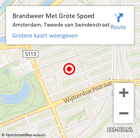 Locatie op kaart van de 112 melding: Brandweer Met Grote Spoed Naar Amsterdam, Tweede van Swindenstraat op 1 oktober 2024 13:37