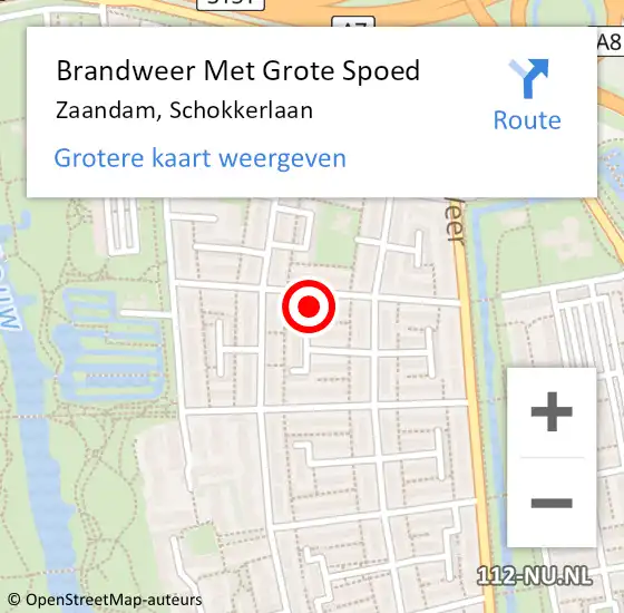 Locatie op kaart van de 112 melding: Brandweer Met Grote Spoed Naar Zaandam, Schokkerlaan op 1 oktober 2024 13:51