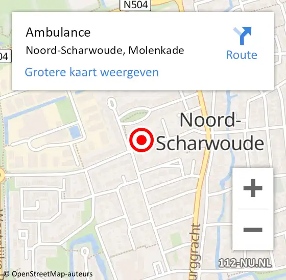 Locatie op kaart van de 112 melding: Ambulance Noord-Scharwoude, Molenkade op 1 oktober 2024 13:51