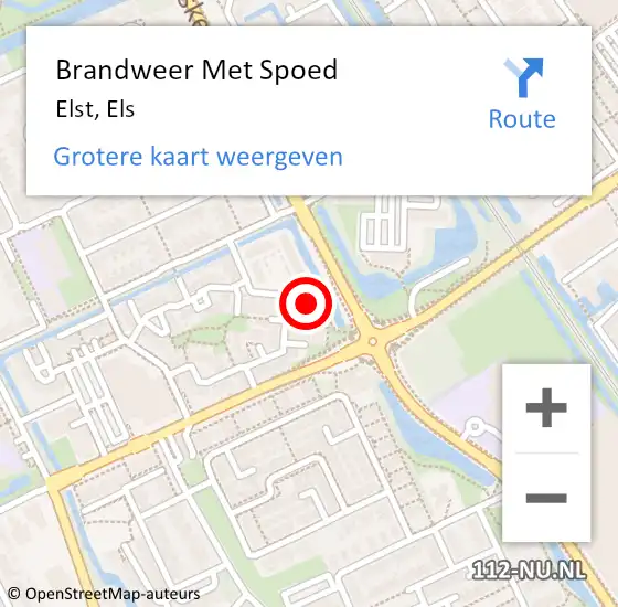 Locatie op kaart van de 112 melding: Brandweer Met Spoed Naar Elst, Els op 1 oktober 2024 14:05