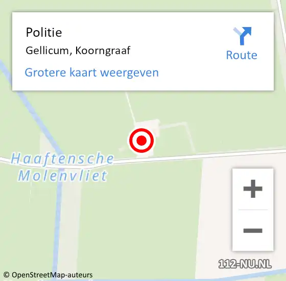 Locatie op kaart van de 112 melding: Politie Gellicum, Koorngraaf op 1 oktober 2024 14:06