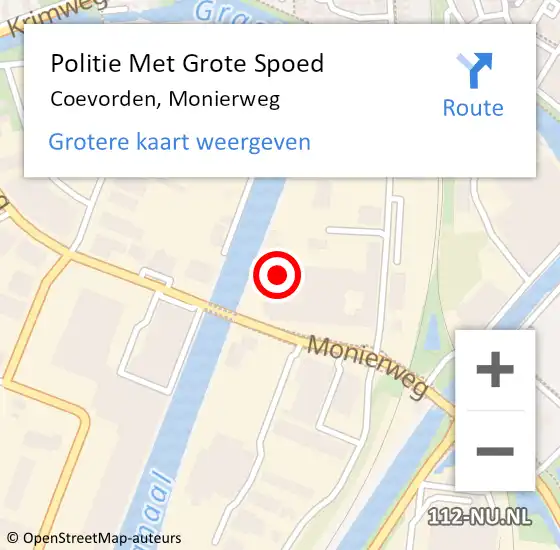 Locatie op kaart van de 112 melding: Politie Met Grote Spoed Naar Coevorden, Monierweg op 1 oktober 2024 14:08