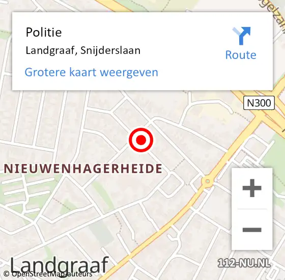 Locatie op kaart van de 112 melding: Politie Landgraaf, Snijderslaan op 1 oktober 2024 14:11