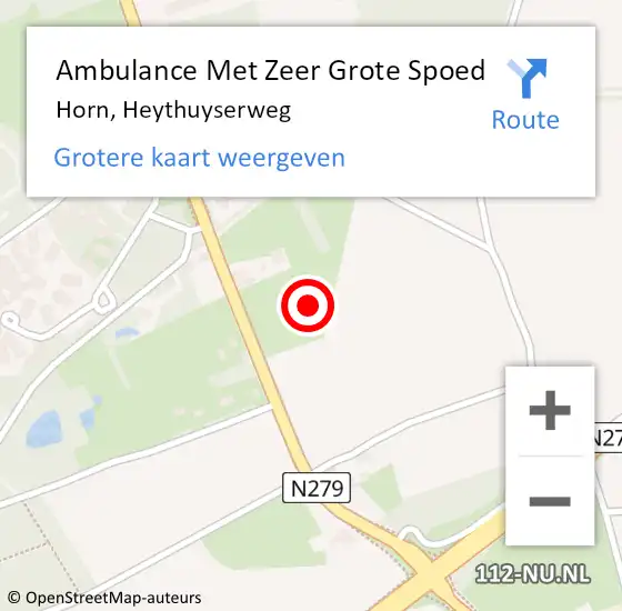 Locatie op kaart van de 112 melding: Ambulance Met Zeer Grote Spoed Naar Horn, Heythuyserweg op 1 oktober 2024 14:13