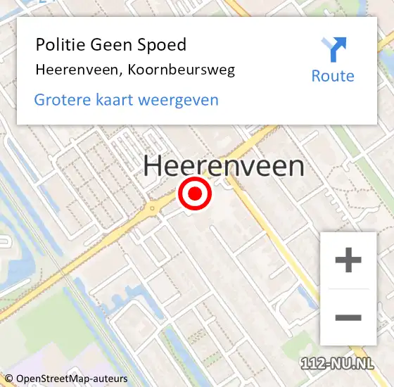 Locatie op kaart van de 112 melding: Politie Geen Spoed Naar Heerenveen, Koornbeursweg op 1 oktober 2024 14:20