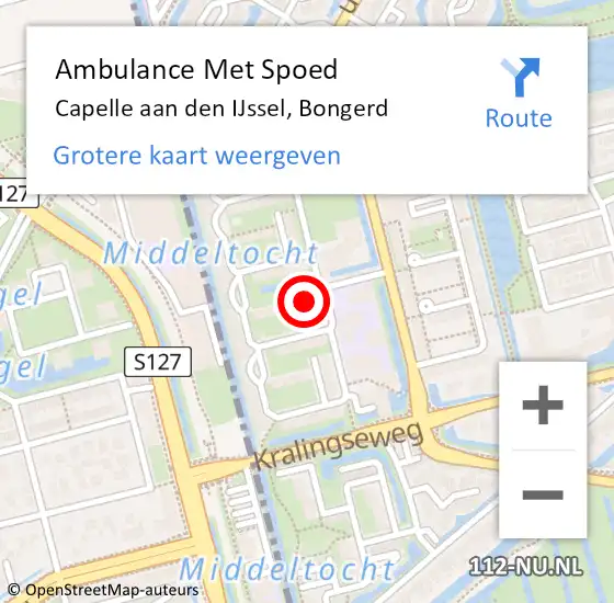 Locatie op kaart van de 112 melding: Ambulance Met Spoed Naar Capelle aan den IJssel, Bongerd op 1 oktober 2024 14:22