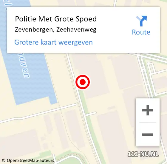 Locatie op kaart van de 112 melding: Politie Met Grote Spoed Naar Zevenbergen, Zeehavenweg op 1 oktober 2024 14:28