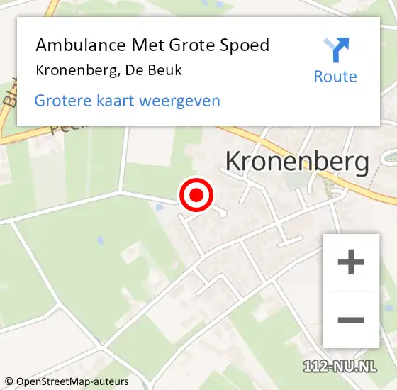 Locatie op kaart van de 112 melding: Ambulance Met Grote Spoed Naar Kronenberg, De Beuk op 21 oktober 2014 22:37