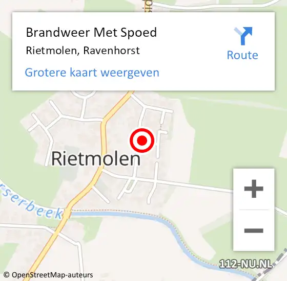 Locatie op kaart van de 112 melding: Brandweer Met Spoed Naar Rietmolen, Ravenhorst op 1 oktober 2024 14:40