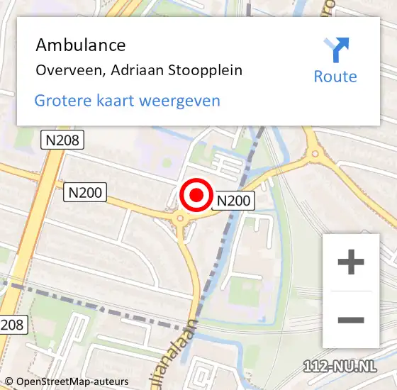 Locatie op kaart van de 112 melding: Ambulance Overveen, Adriaan Stoopplein op 1 oktober 2024 14:57