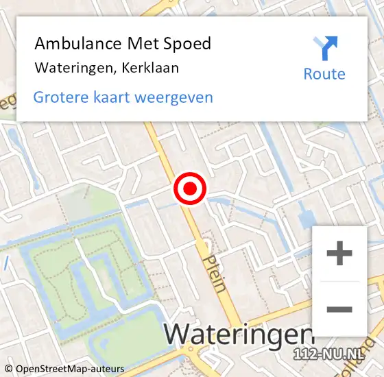 Locatie op kaart van de 112 melding: Ambulance Met Spoed Naar Wateringen, Kerklaan op 1 oktober 2024 15:02