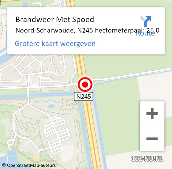 Locatie op kaart van de 112 melding: Brandweer Met Spoed Naar Noord-Scharwoude, N245 hectometerpaal: 25,0 op 21 oktober 2014 22:45