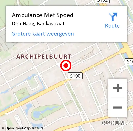 Locatie op kaart van de 112 melding: Ambulance Met Spoed Naar Den Haag, Bankastraat op 1 oktober 2024 15:05