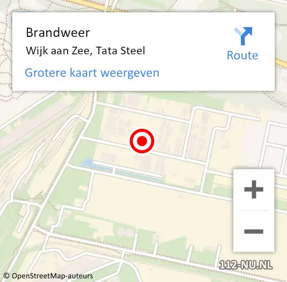 Locatie op kaart van de 112 melding: Brandweer Wijk aan Zee, Tata Steel op 1 oktober 2024 15:06