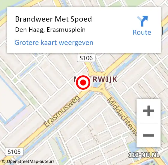 Locatie op kaart van de 112 melding: Brandweer Met Spoed Naar Den Haag, Erasmusplein op 1 oktober 2024 15:07