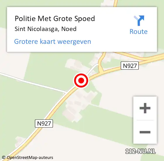 Locatie op kaart van de 112 melding: Politie Met Grote Spoed Naar Sint Nicolaasga, Noed op 1 oktober 2024 15:13