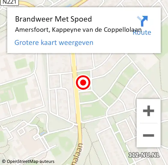 Locatie op kaart van de 112 melding: Brandweer Met Spoed Naar Amersfoort, Kappeyne van de Coppellolaan op 1 oktober 2024 15:22