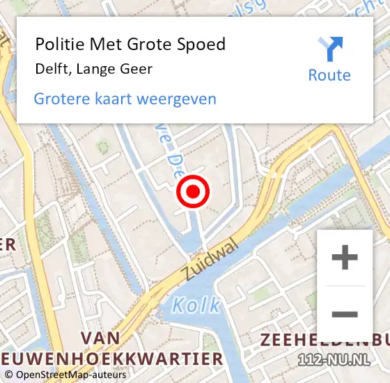 Locatie op kaart van de 112 melding: Politie Met Grote Spoed Naar Delft, Lange Geer op 1 oktober 2024 15:25