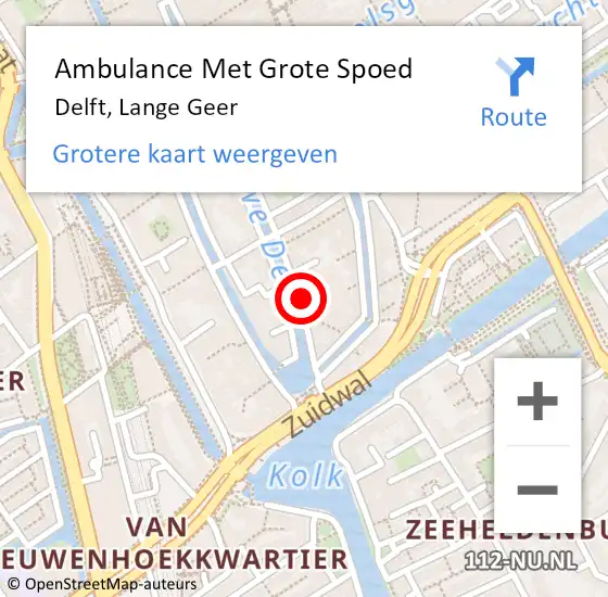 Locatie op kaart van de 112 melding: Ambulance Met Grote Spoed Naar Delft, Lange Geer op 1 oktober 2024 15:28