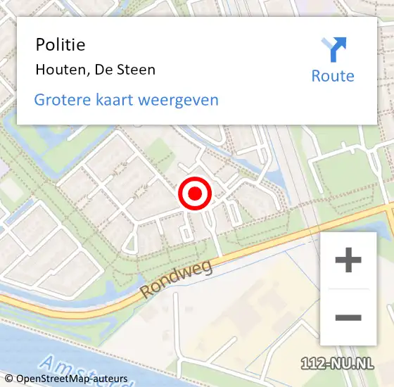 Locatie op kaart van de 112 melding: Politie Houten, De Steen op 1 oktober 2024 15:29