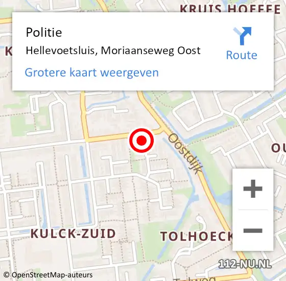 Locatie op kaart van de 112 melding: Politie Hellevoetsluis, Moriaanseweg Oost op 1 oktober 2024 15:45