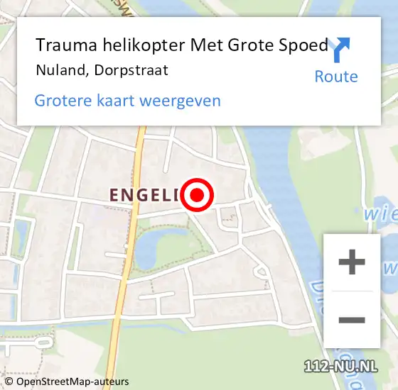 Locatie op kaart van de 112 melding: Trauma helikopter Met Grote Spoed Naar Nuland, Dorpstraat op 1 oktober 2024 15:48