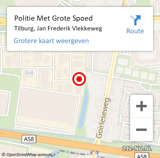 Locatie op kaart van de 112 melding: Politie Met Grote Spoed Naar Tilburg, Jan Frederik Vlekkeweg op 1 oktober 2024 15:48