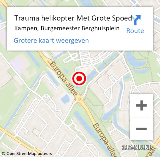 Locatie op kaart van de 112 melding: Trauma helikopter Met Grote Spoed Naar Kampen, Burgemeester Berghuisplein op 1 oktober 2024 15:57