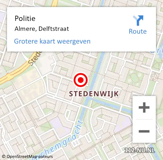 Locatie op kaart van de 112 melding: Politie Almere, Delftstraat op 1 oktober 2024 16:01