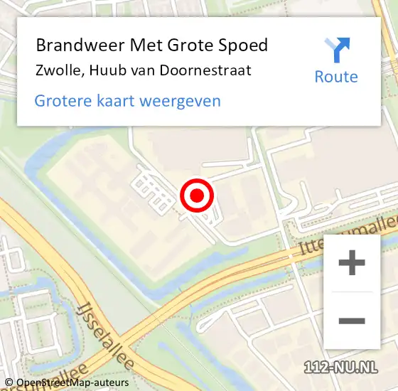 Locatie op kaart van de 112 melding: Brandweer Met Grote Spoed Naar Zwolle, Huub van Doornestraat op 1 oktober 2024 16:16