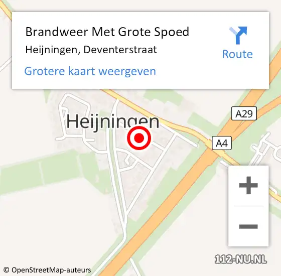 Locatie op kaart van de 112 melding: Brandweer Met Grote Spoed Naar Heijningen, Deventerstraat op 1 oktober 2024 16:19