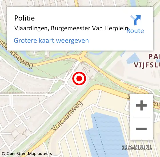 Locatie op kaart van de 112 melding: Politie Vlaardingen, Burgemeester Van Lierplein op 1 oktober 2024 16:21