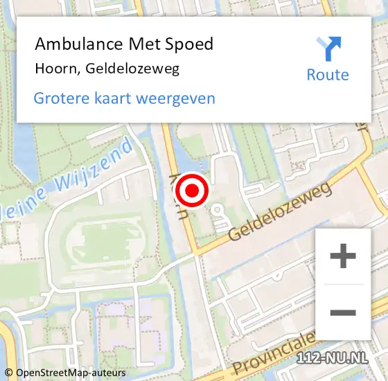 Locatie op kaart van de 112 melding: Ambulance Met Spoed Naar Hoorn, Geldelozeweg op 1 oktober 2024 16:21