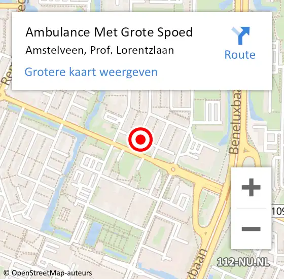 Locatie op kaart van de 112 melding: Ambulance Met Grote Spoed Naar Amstelveen, Prof. Lorentzlaan op 1 oktober 2024 16:26